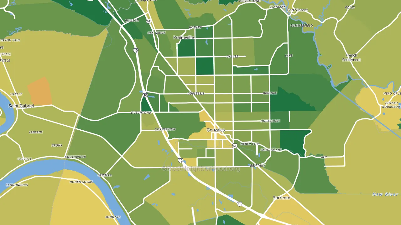 Ascension Parish, LA block-group voter-turnout map