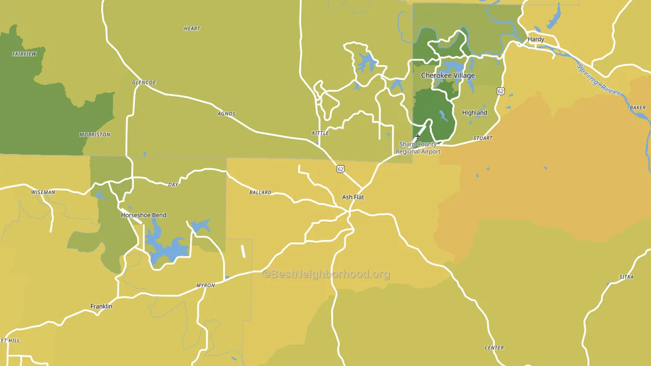 Ash Flat, AR block-group voter-turnout map