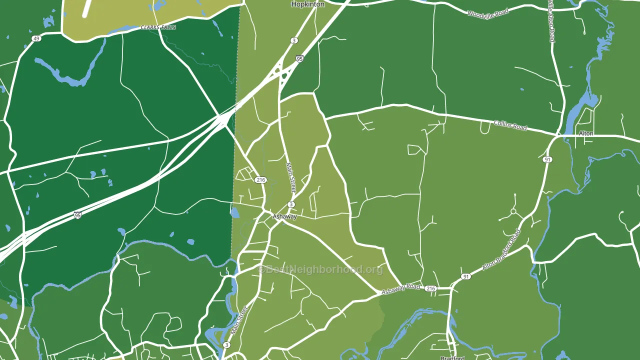 Ashaway, RI block-group voter-turnout map