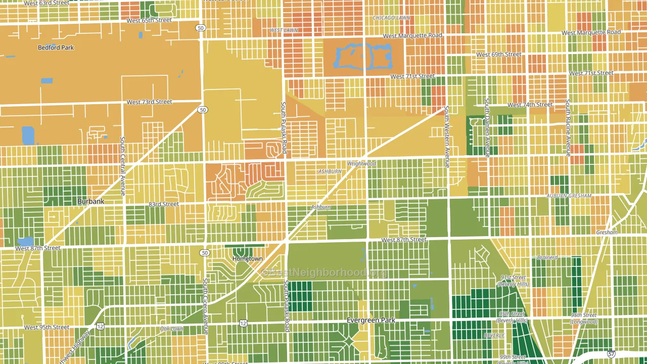 Ashburn, Chicago, IL block-group voter-turnout map