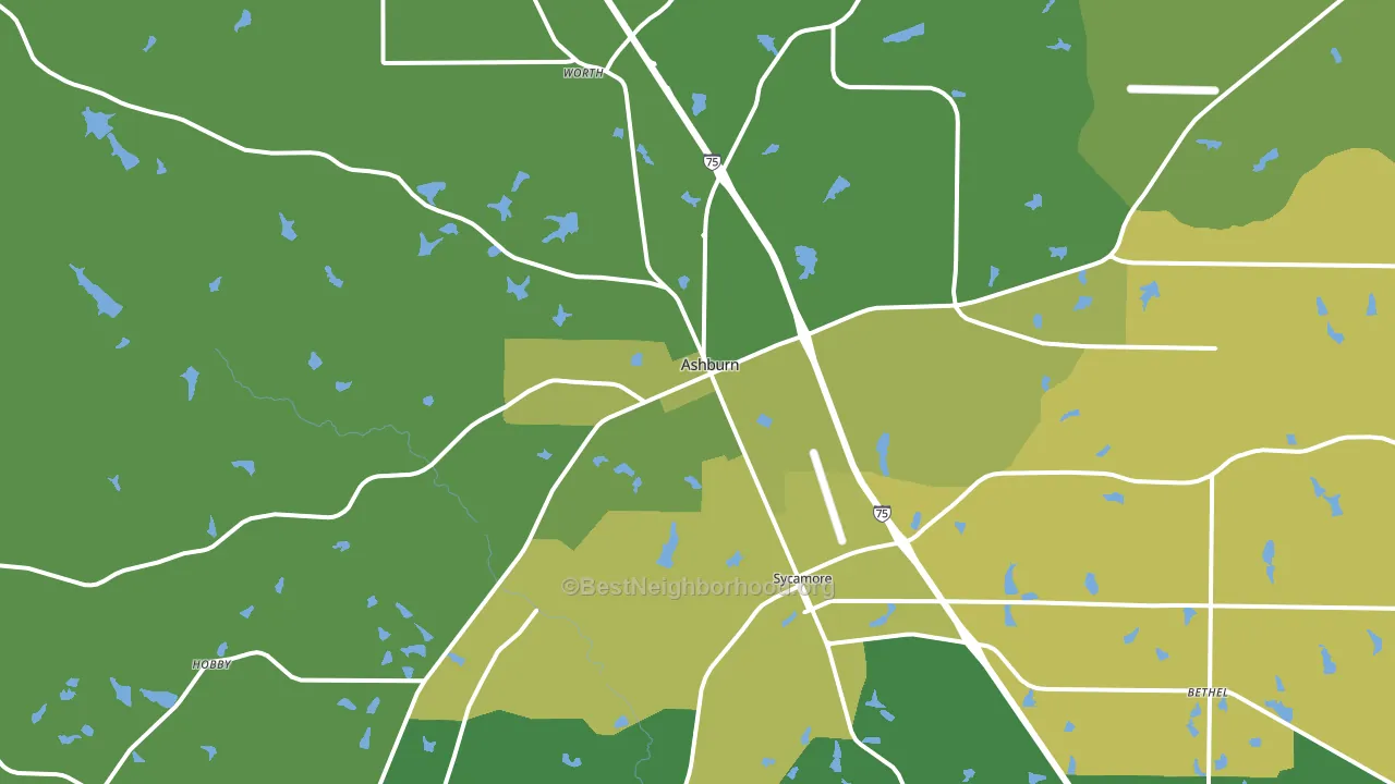 Ashburn, GA block-group voter-turnout map