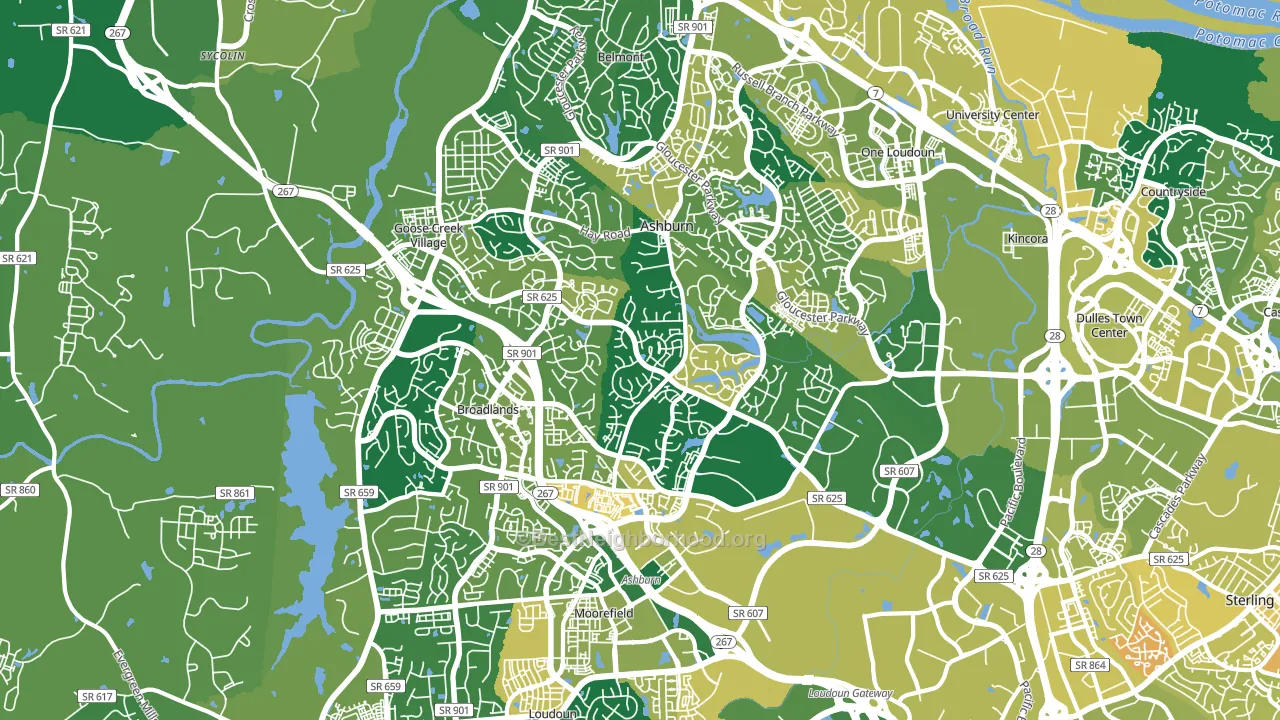 Ashburn, VA block-group voter-turnout map