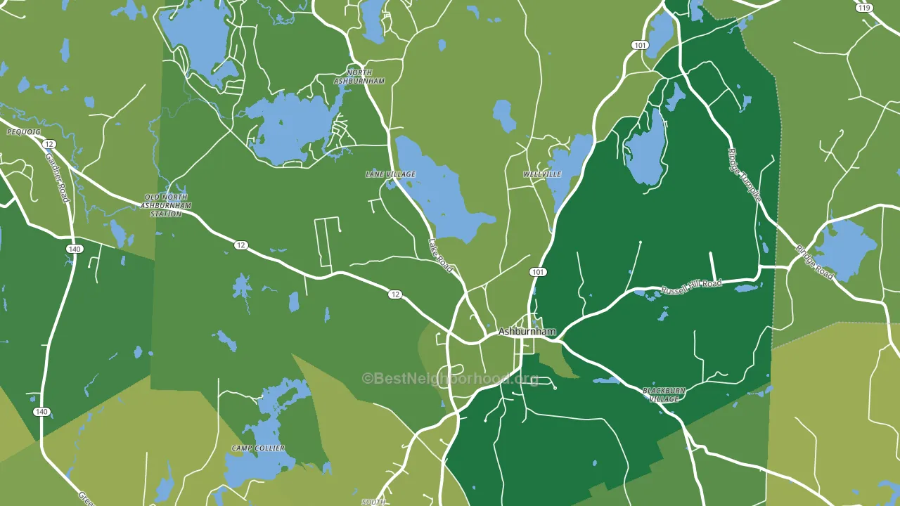 Ashburnham, MA block-group voter-turnout map