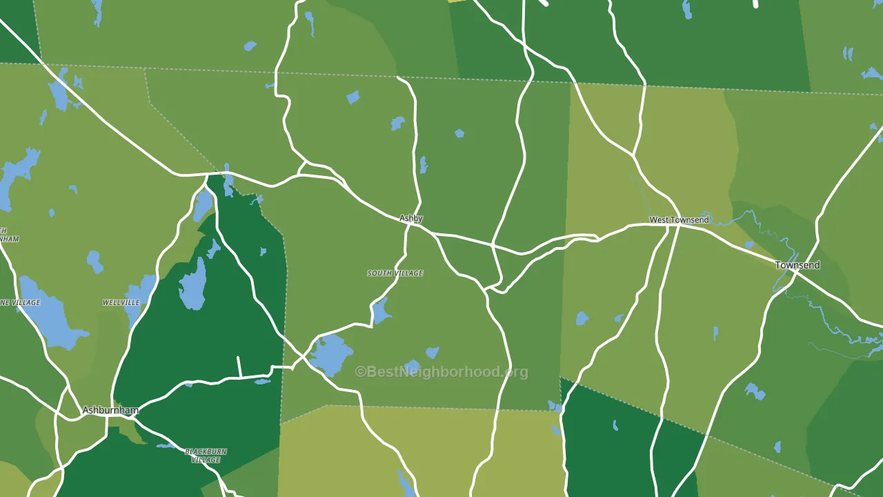Ashby, MA block-group voter-turnout map