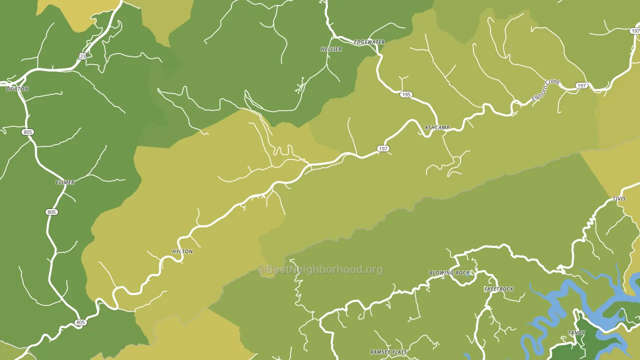 Ashcamp, KY block-group voter-turnout map