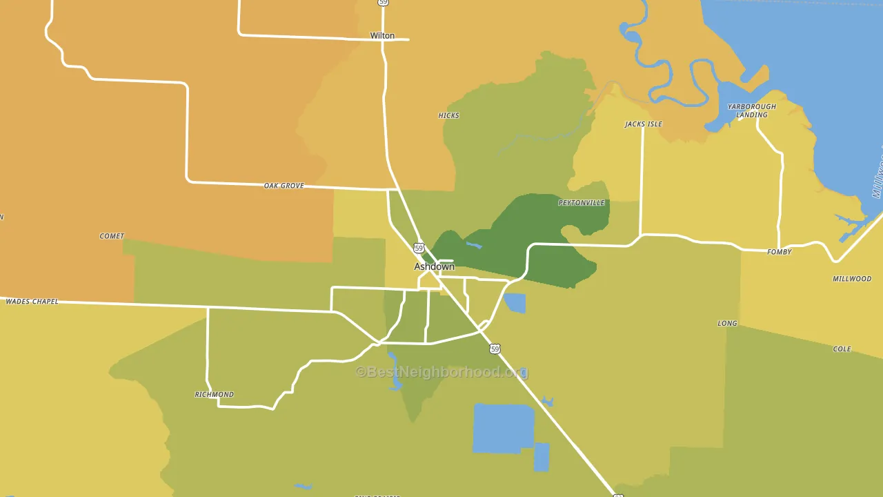 Ashdown, AR block-group voter-turnout map