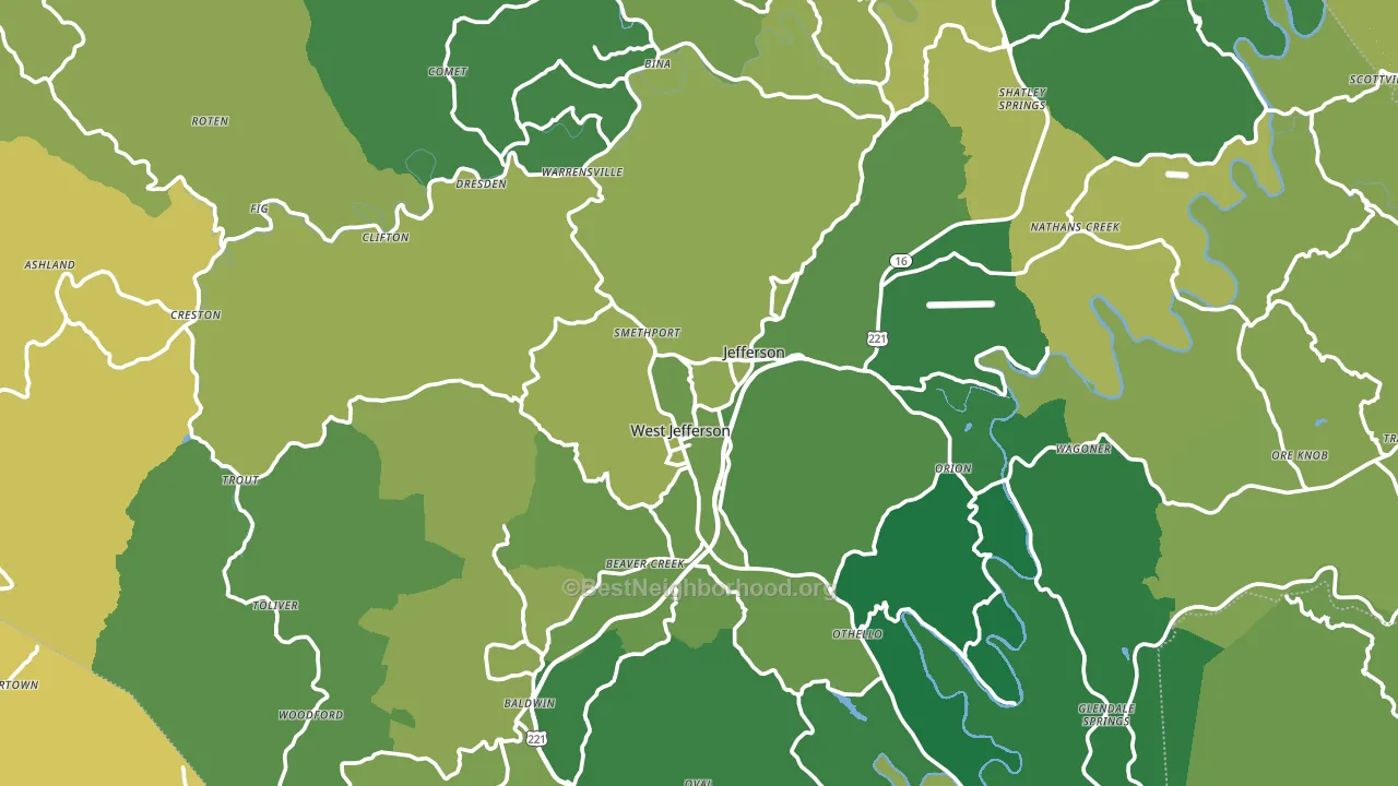 Ashe County, NC block-group voter-turnout map