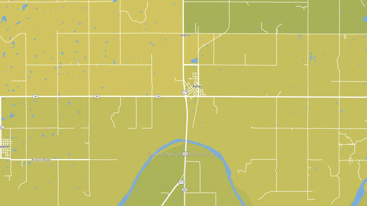 Asher, OK block-group voter-turnout map