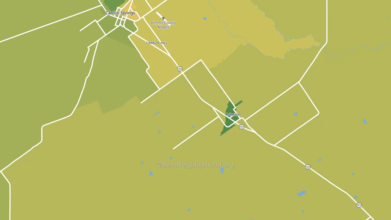 Asherton, TX block-group voter-turnout map