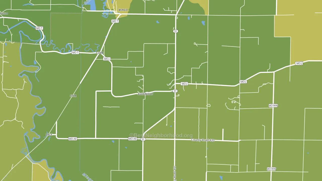 Asherville, MO block-group voter-turnout map