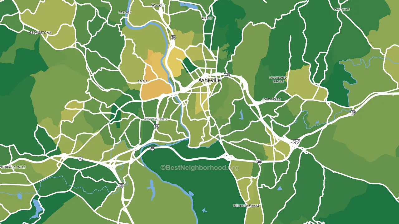 Asheville, NC block-group voter-turnout map