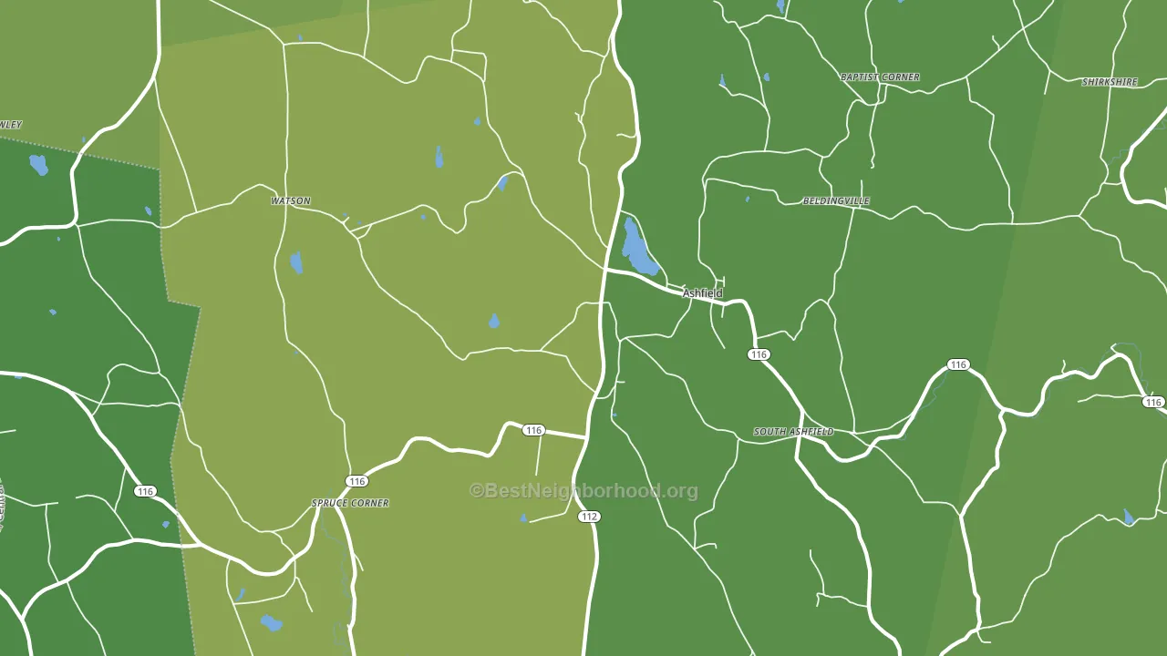 Ashfield, MA block-group voter-turnout map