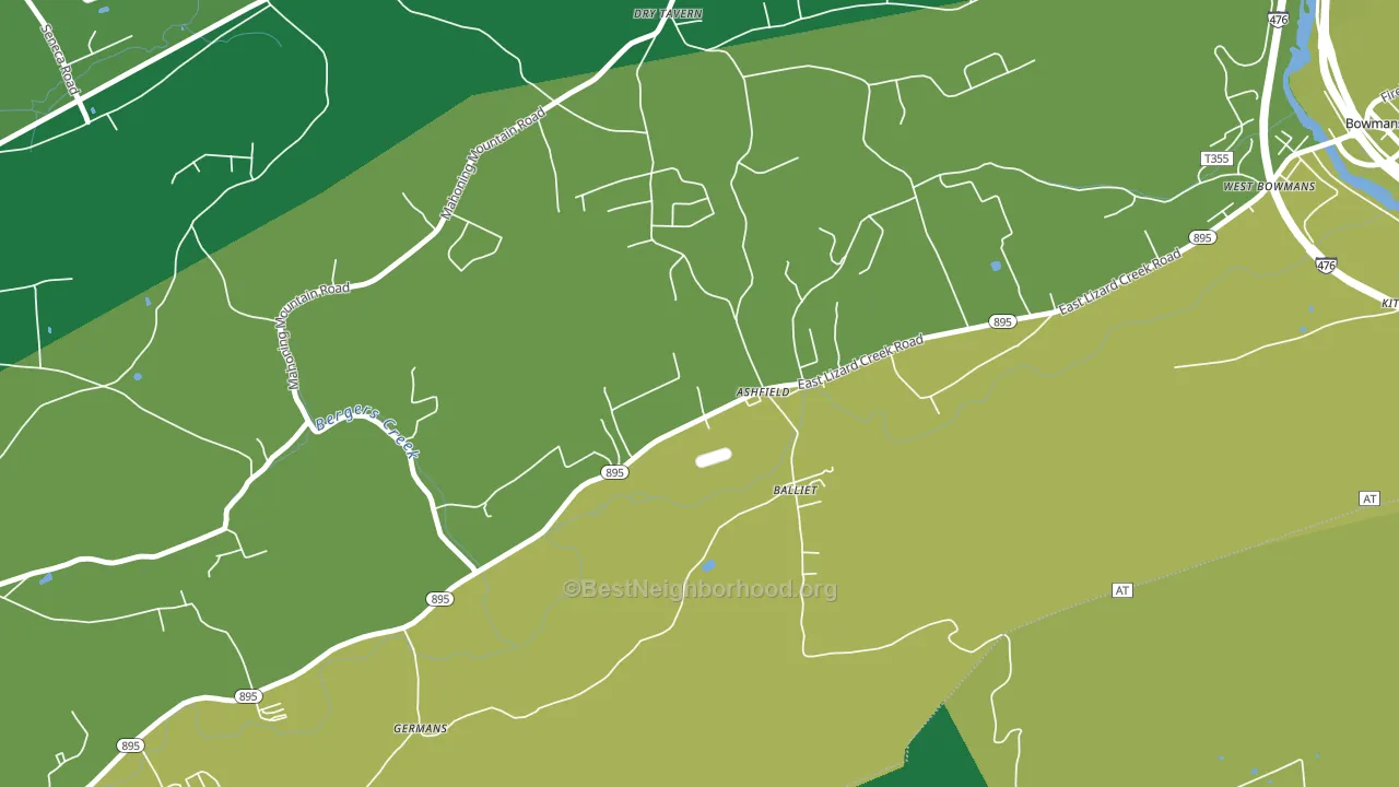 Ashfield, PA block-group voter-turnout map