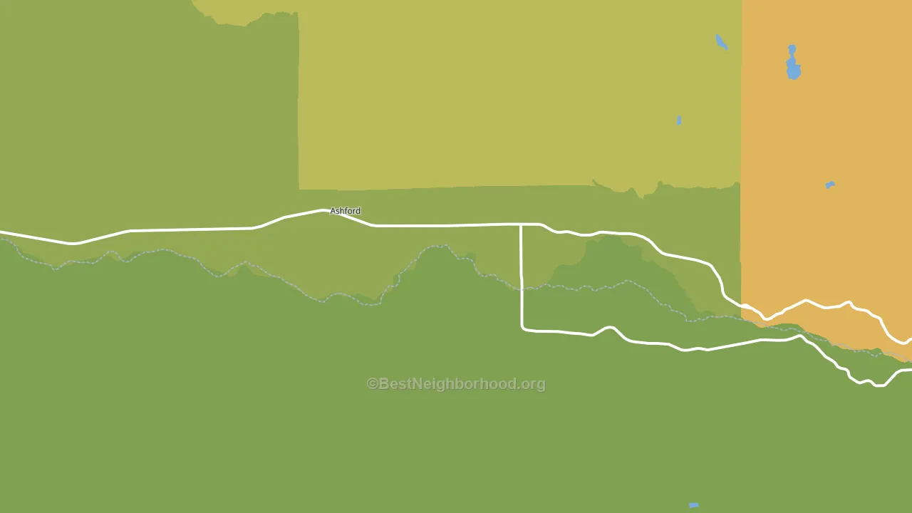 Ashford, WA block-group voter-turnout map