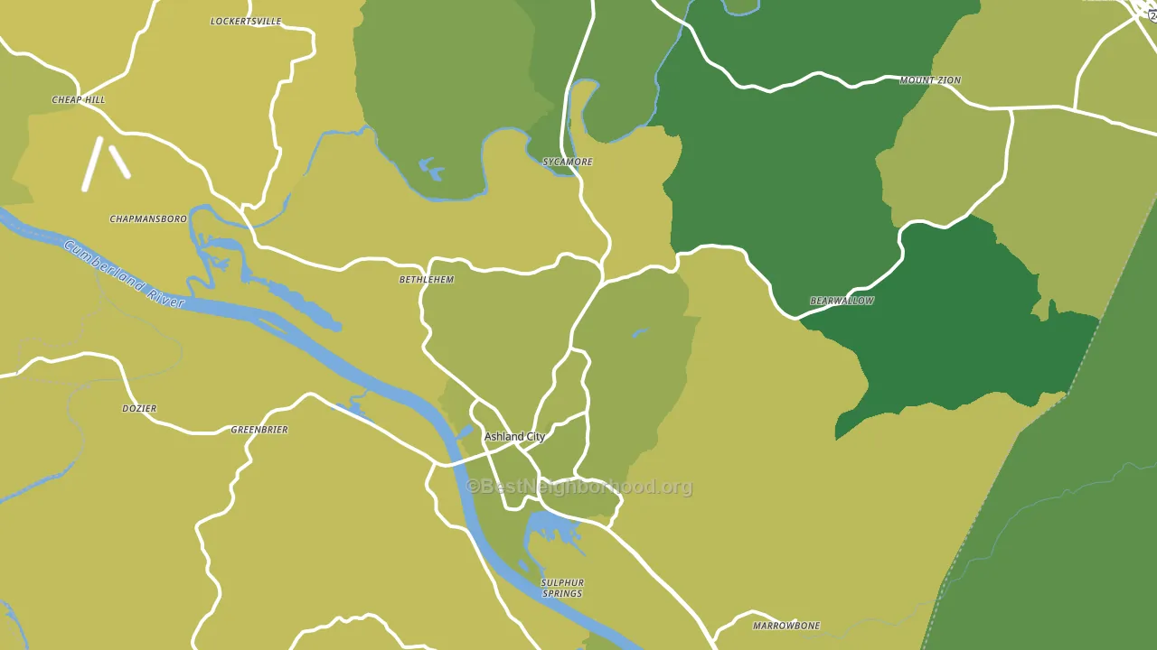 Ashland City, TN block-group voter-turnout map