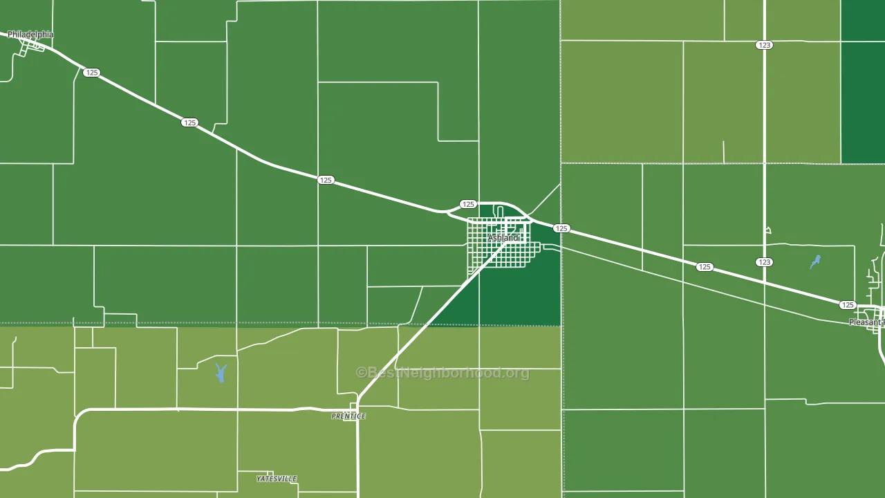 Ashland, IL block-group voter-turnout map
