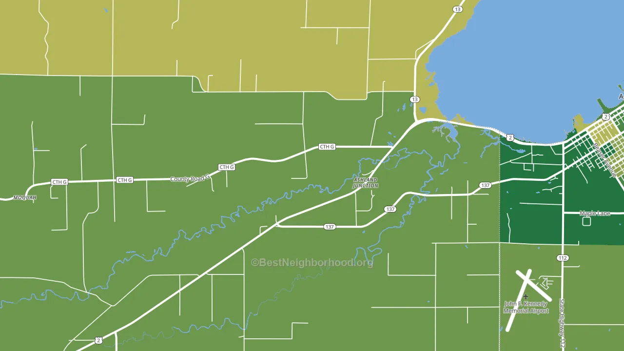 Ashland Junction, WI block-group voter-turnout map