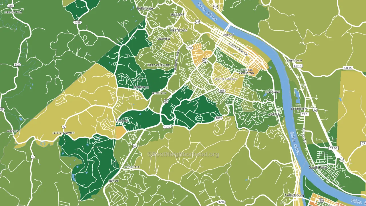 Ashland, KY block-group voter-turnout map