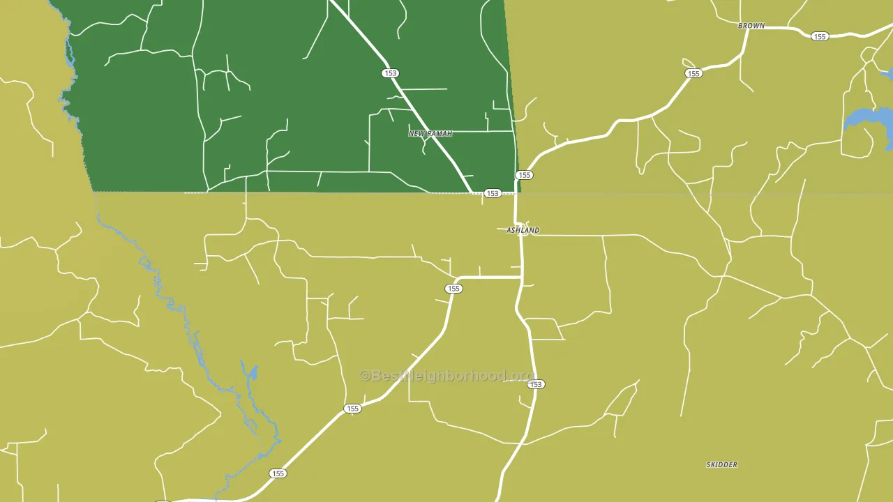 Ashland, LA block-group voter-turnout map