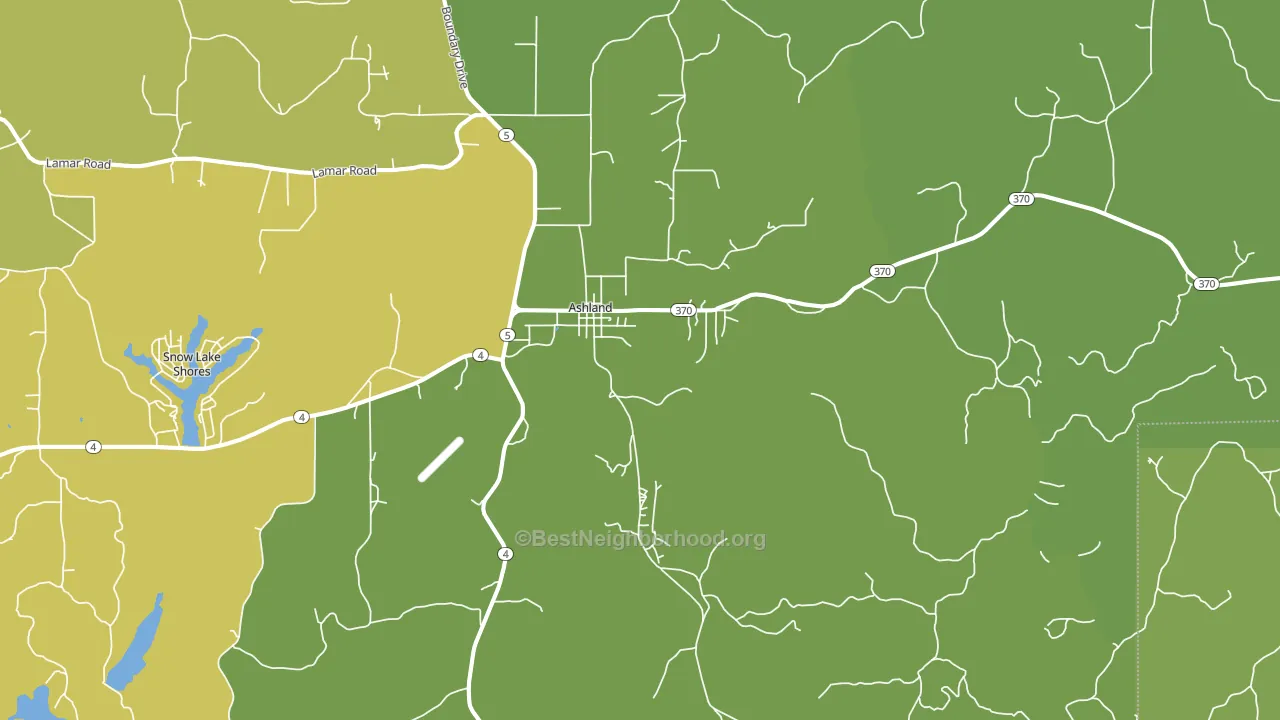 Ashland, MS block-group voter-turnout map