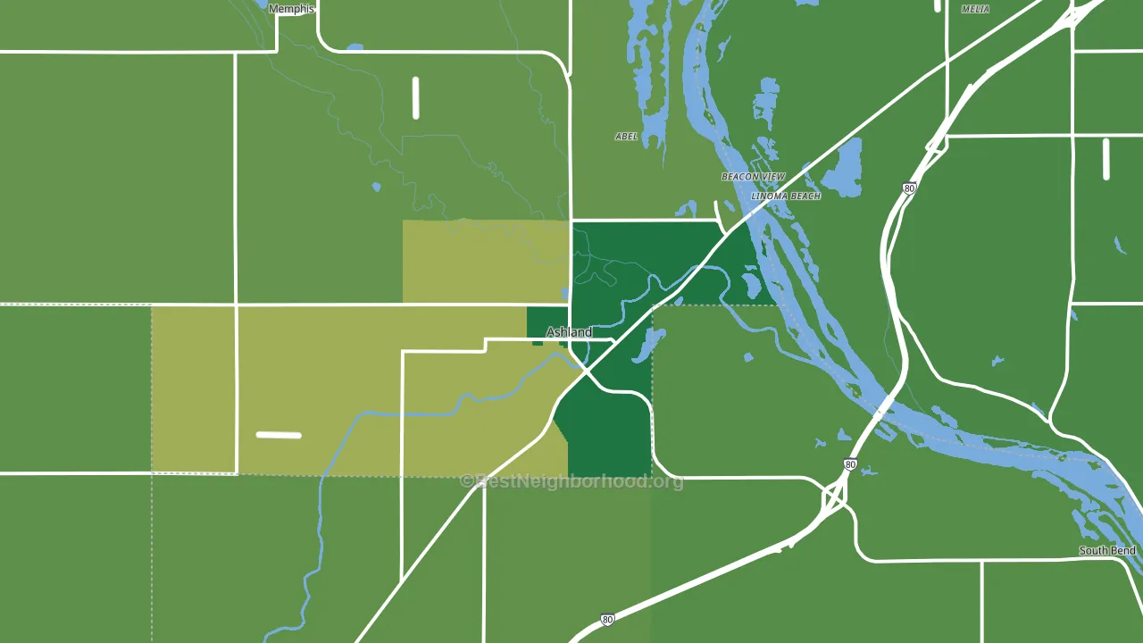 Ashland, NE block-group voter-turnout map