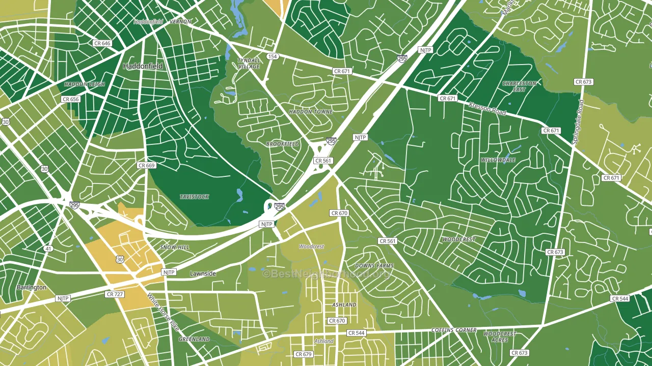 Ashland, NJ block-group voter-turnout map