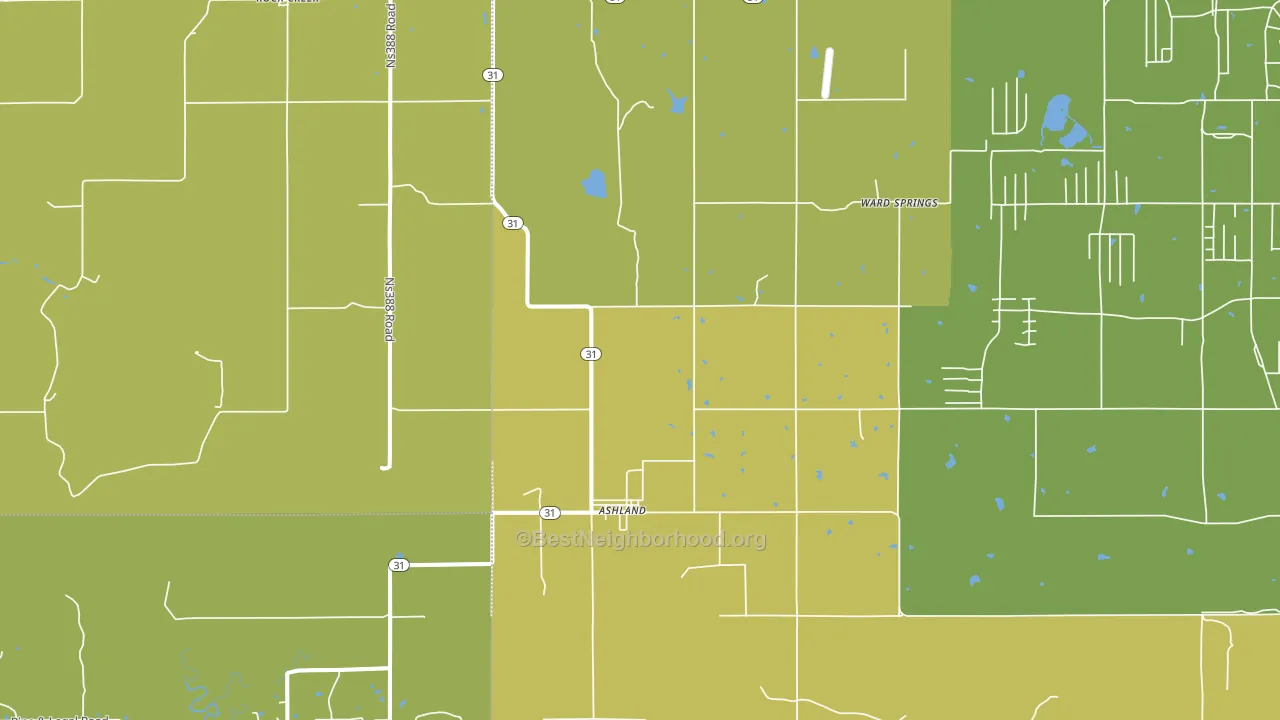 Ashland, OK block-group voter-turnout map