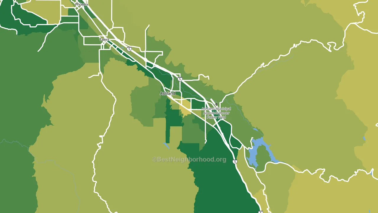 Ashland, OR block-group voter-turnout map