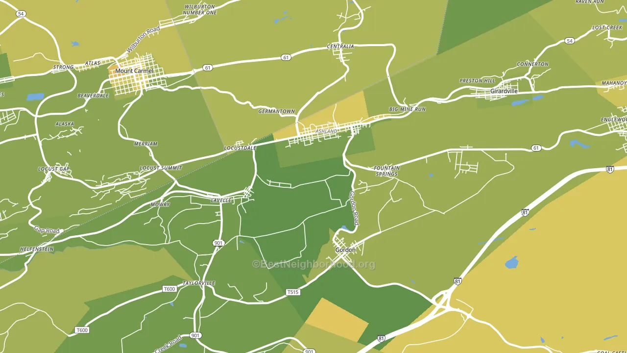 Ashland, PA block-group voter-turnout map