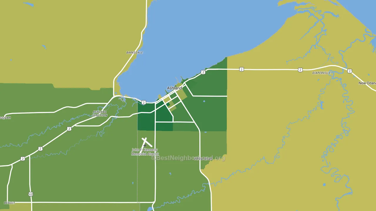 Ashland, WI block-group voter-turnout map