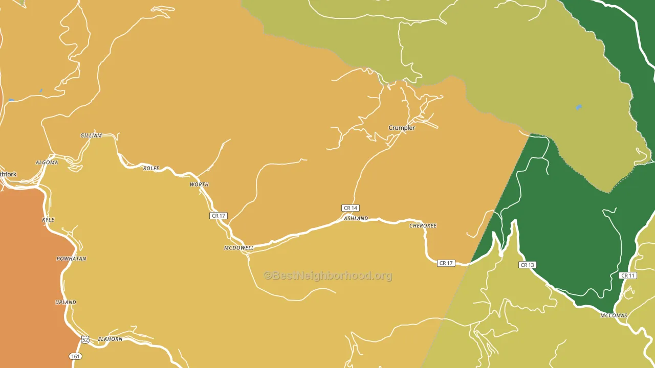 Ashland, WV block-group voter-turnout map