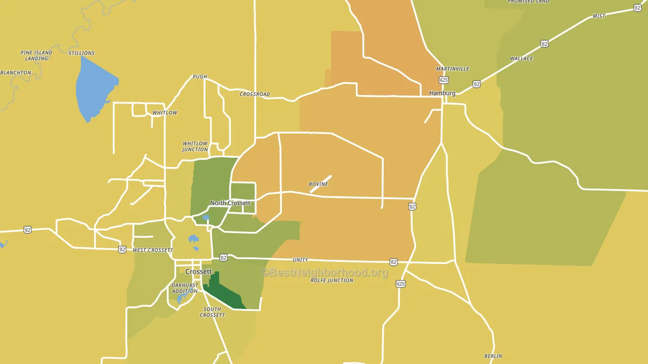 Ashley County, AR block-group voter-turnout map