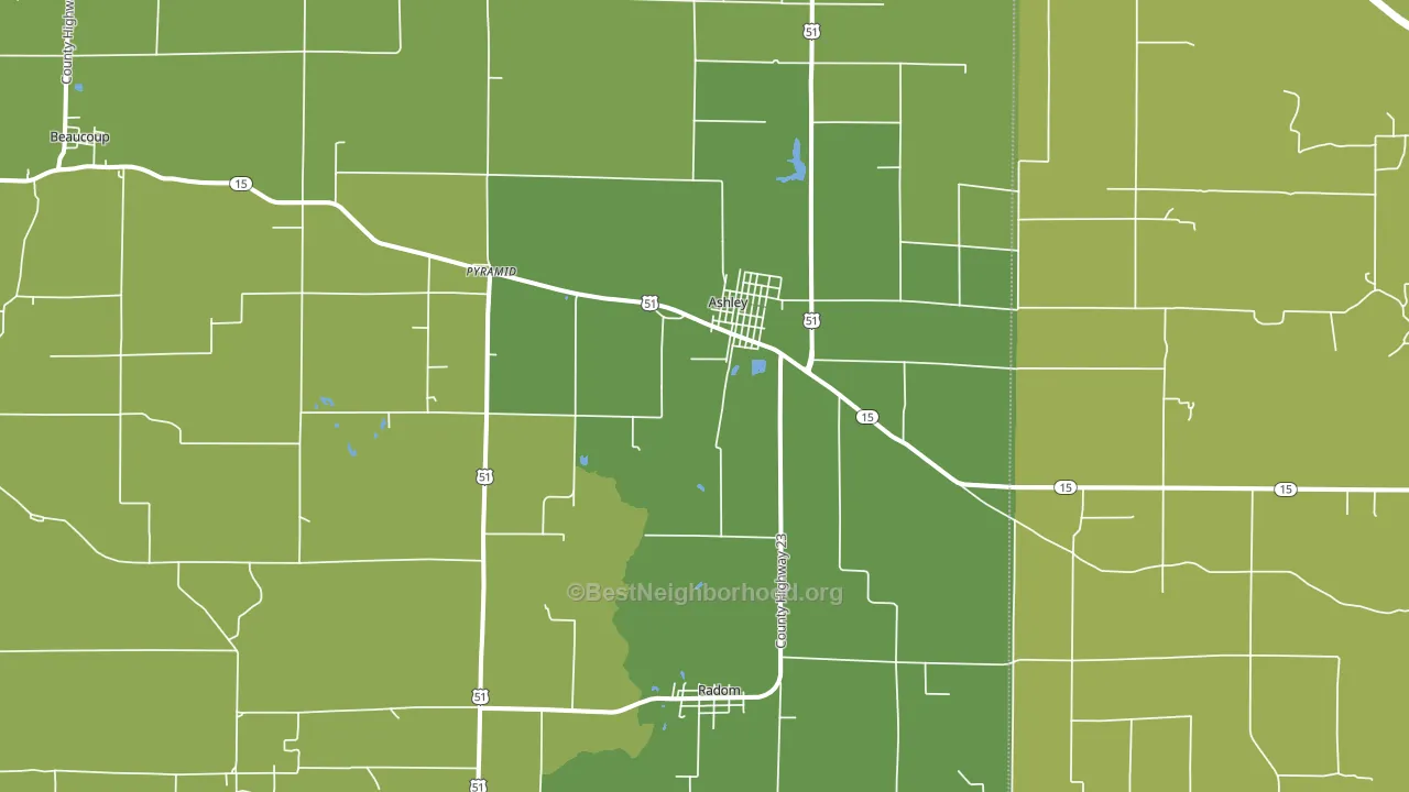 Ashley, IL block-group voter-turnout map
