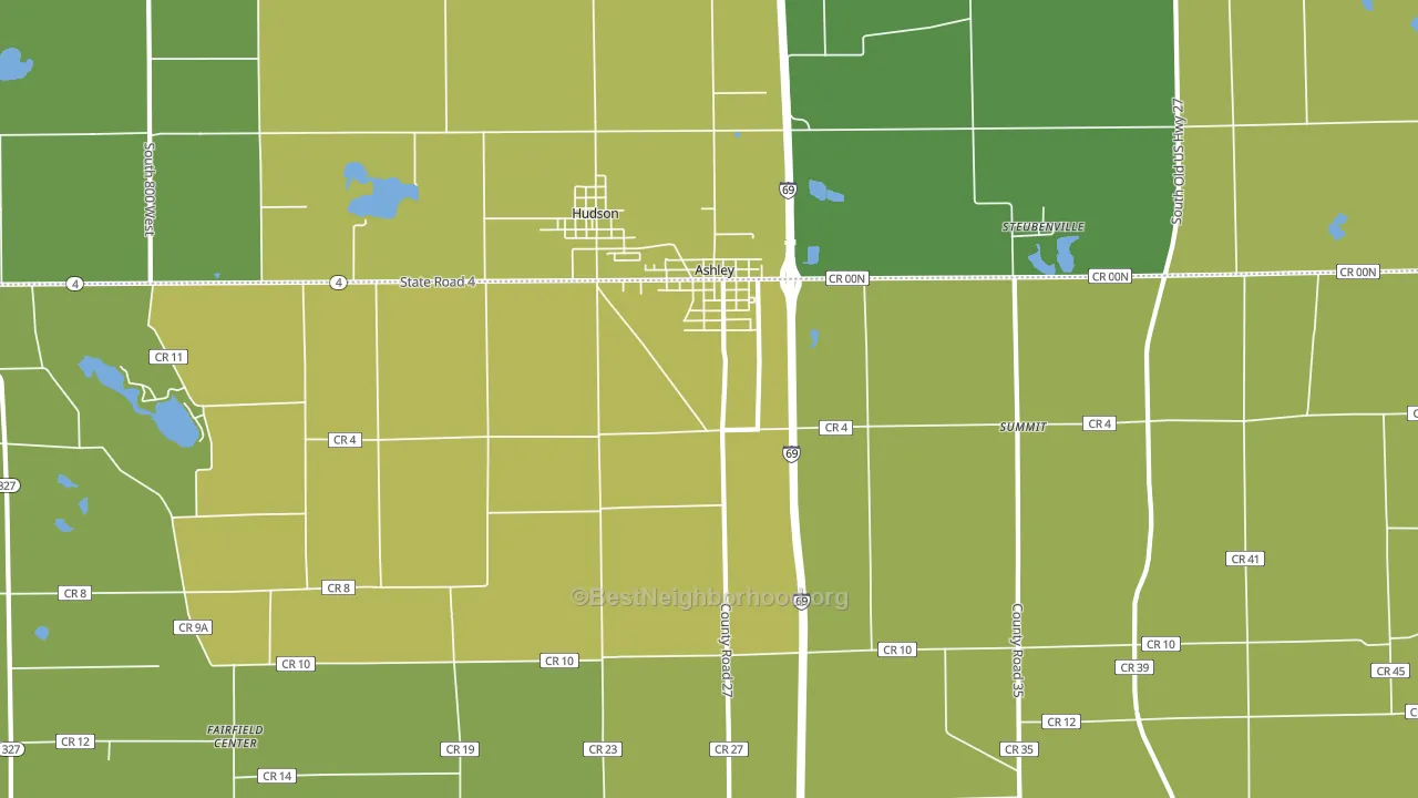 Ashley, IN block-group voter-turnout map