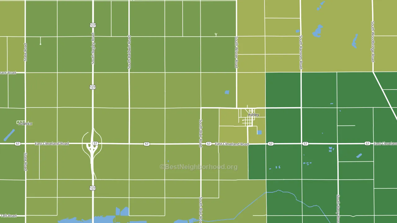 Ashley, MI block-group voter-turnout map