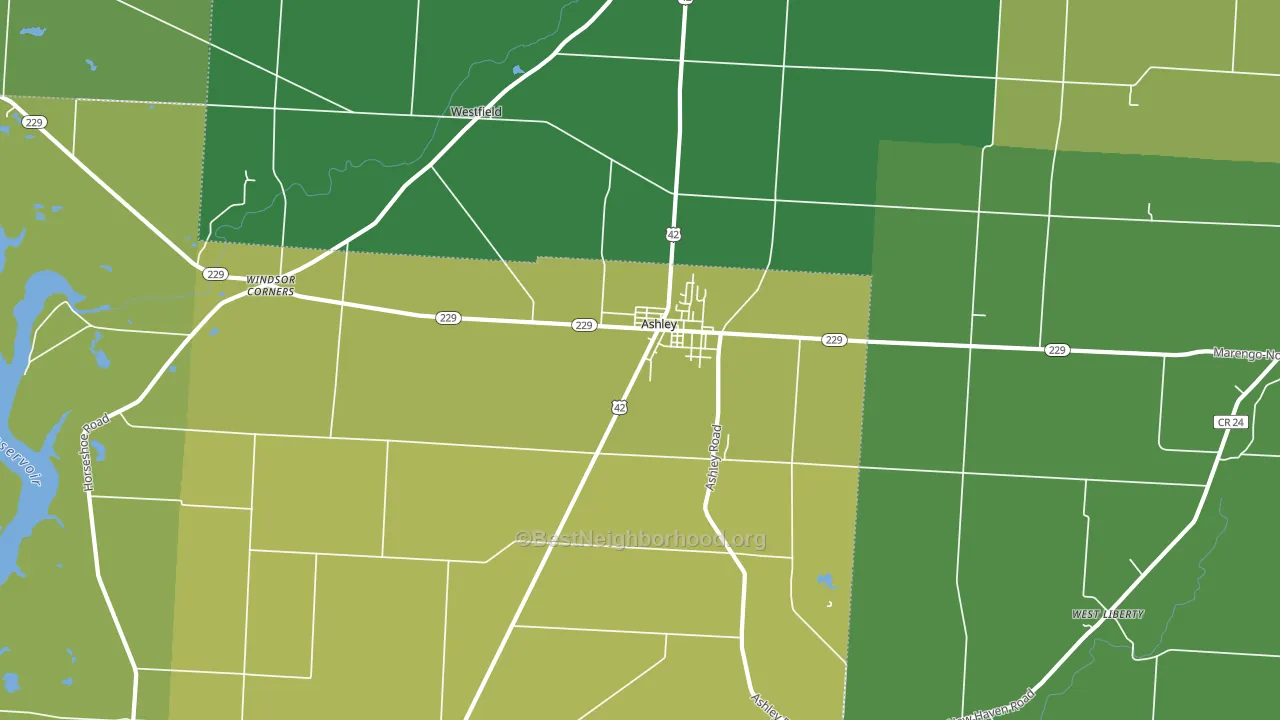 Ashley, OH block-group voter-turnout map