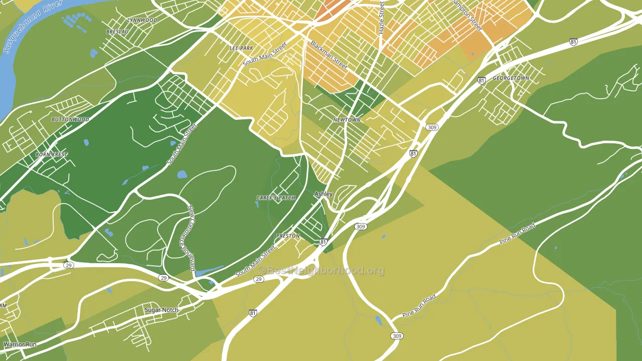 Ashley, PA block-group voter-turnout map