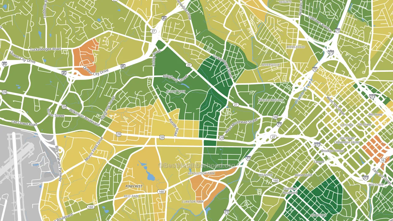 Ashley Park, Charlotte, NC block-group voter-turnout map