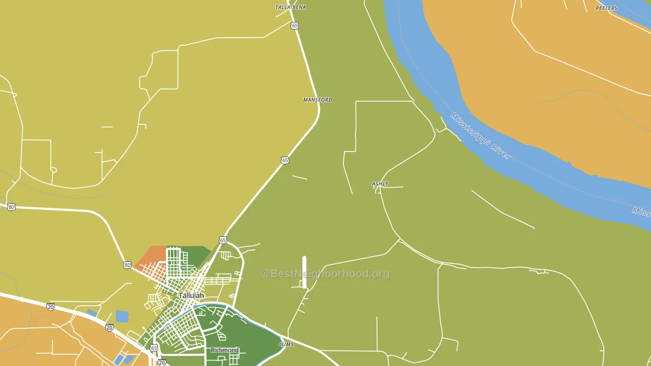Ashly, LA block-group voter-turnout map