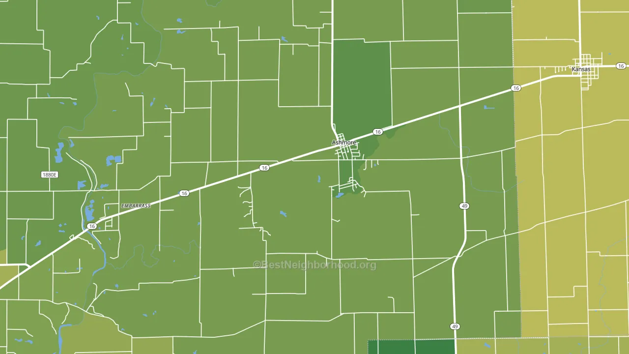 Ashmore, IL block-group voter-turnout map
