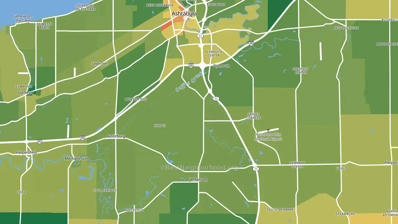 Ashtabula County, OH block-group voter-turnout map