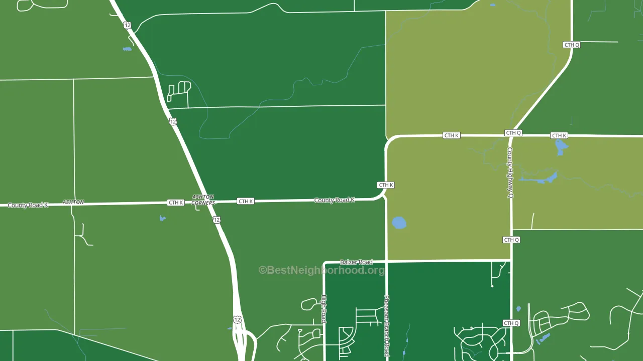 Ashton Corners, WI block-group voter-turnout map