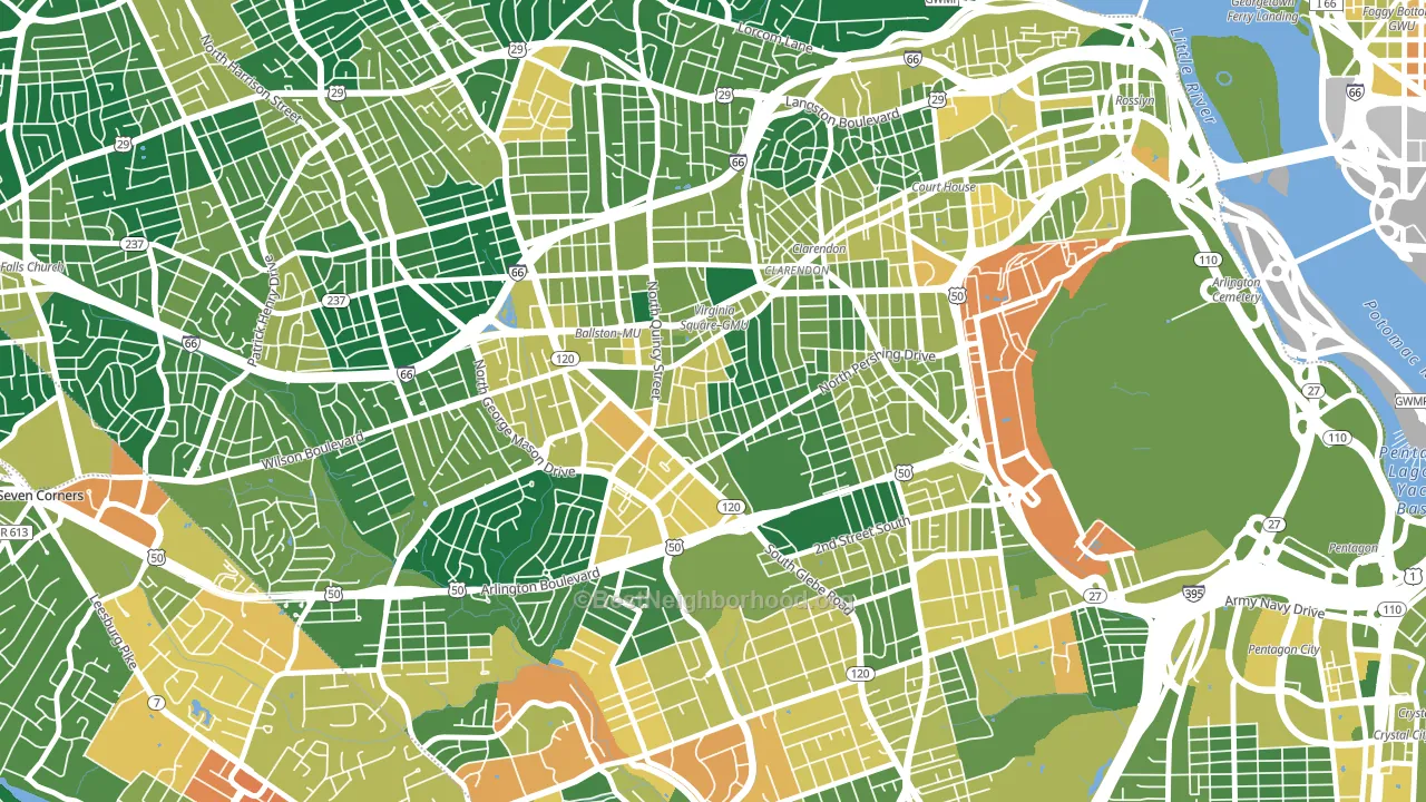 Ashton Heights, Arlington, VA block-group voter-turnout map