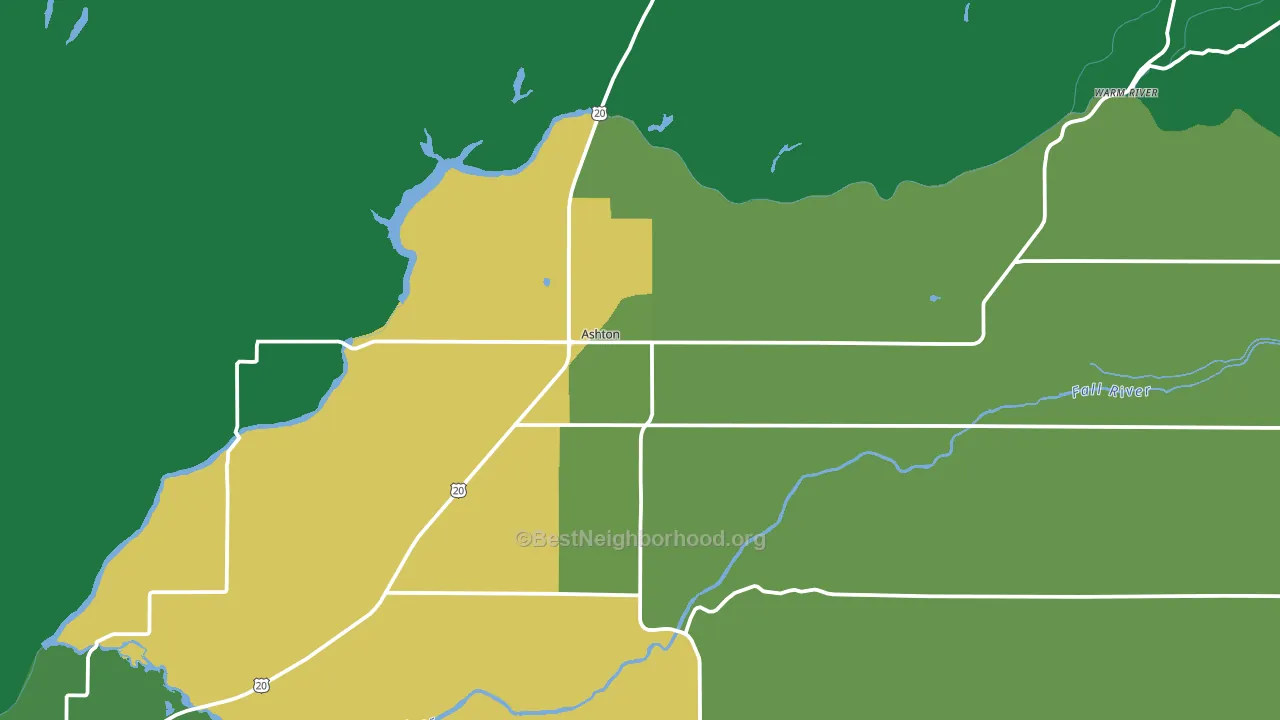 Ashton, ID block-group voter-turnout map