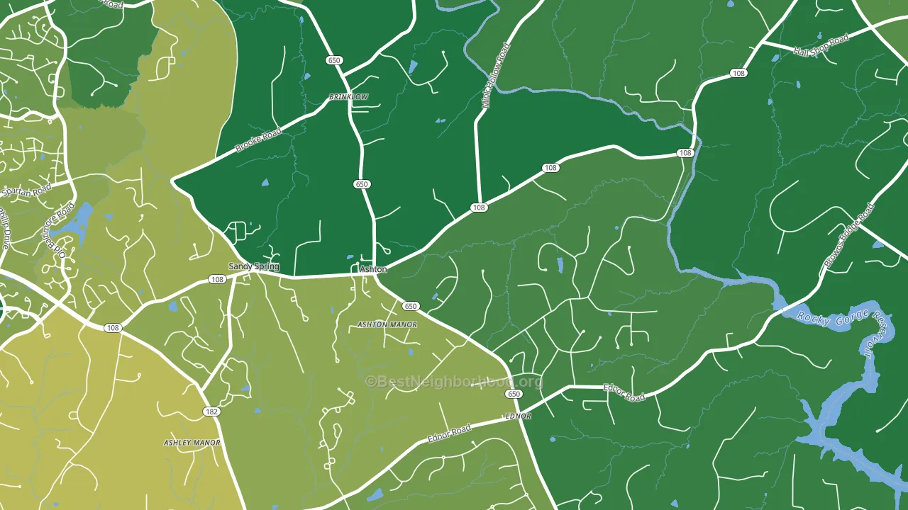 Ashton, MD block-group voter-turnout map