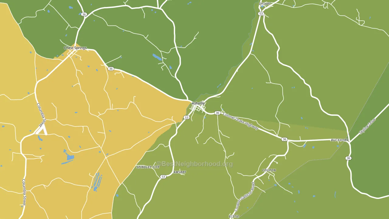 Ashville, PA block-group voter-turnout map