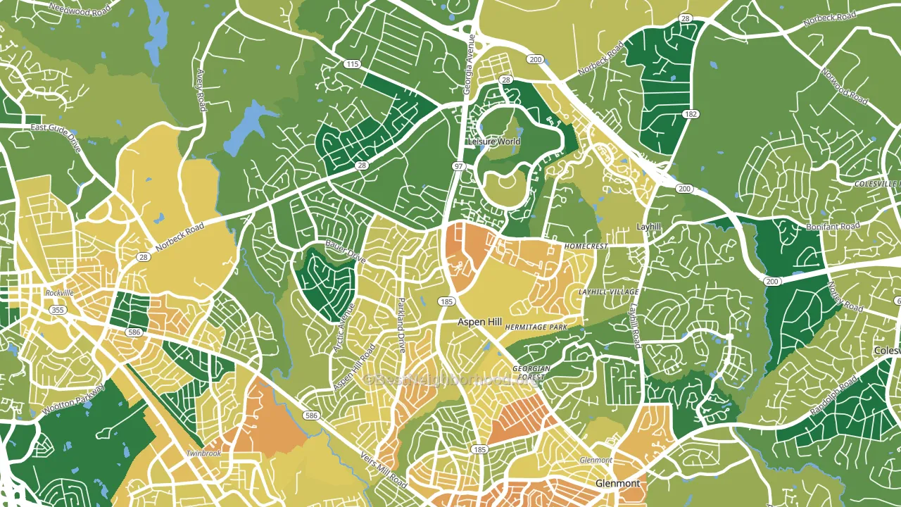 Aspen Hill, MD block-group voter-turnout map