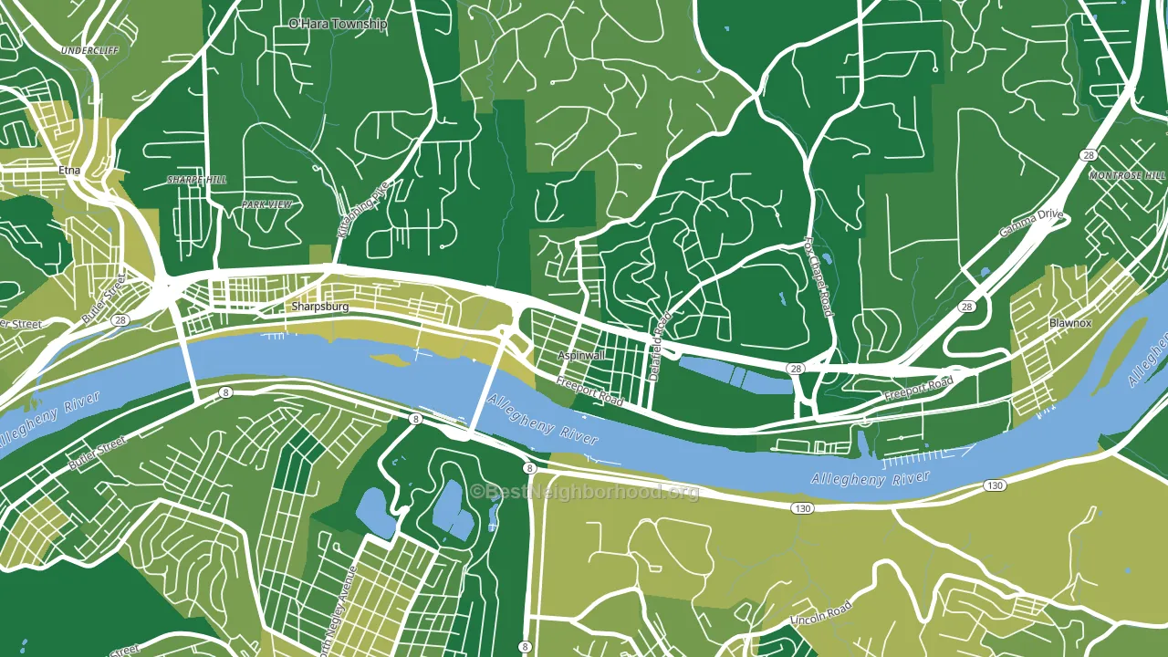 Aspinwall, PA block-group voter-turnout map