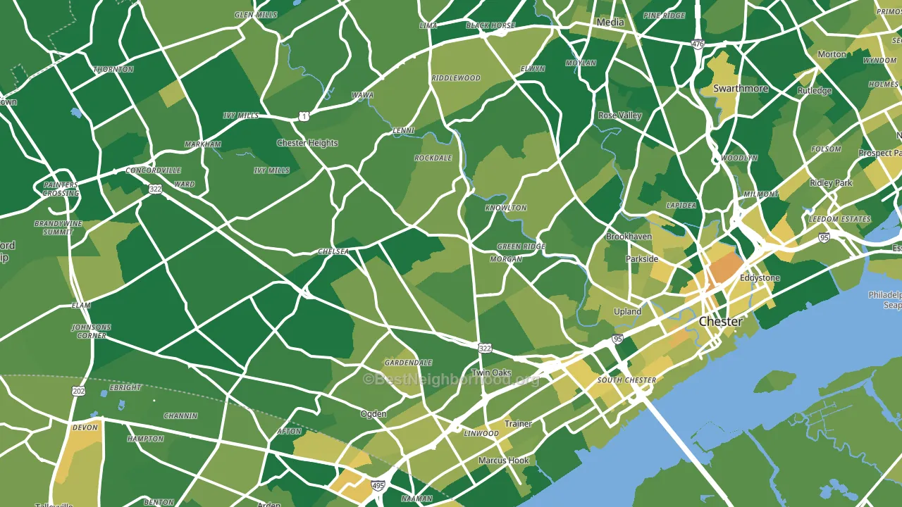Aston, PA block-group voter-turnout map