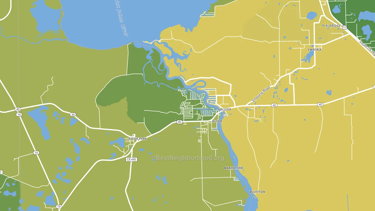 Astor, FL block-group voter-turnout map